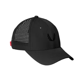 0818. Performance Sport Cap -  Black/Black "Wings"