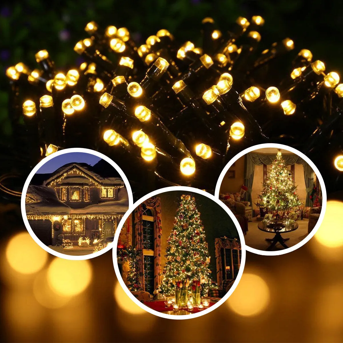 100/200/300 LED Solar String Fairy Lights Copper Wire Outdoor Garden Waterproof