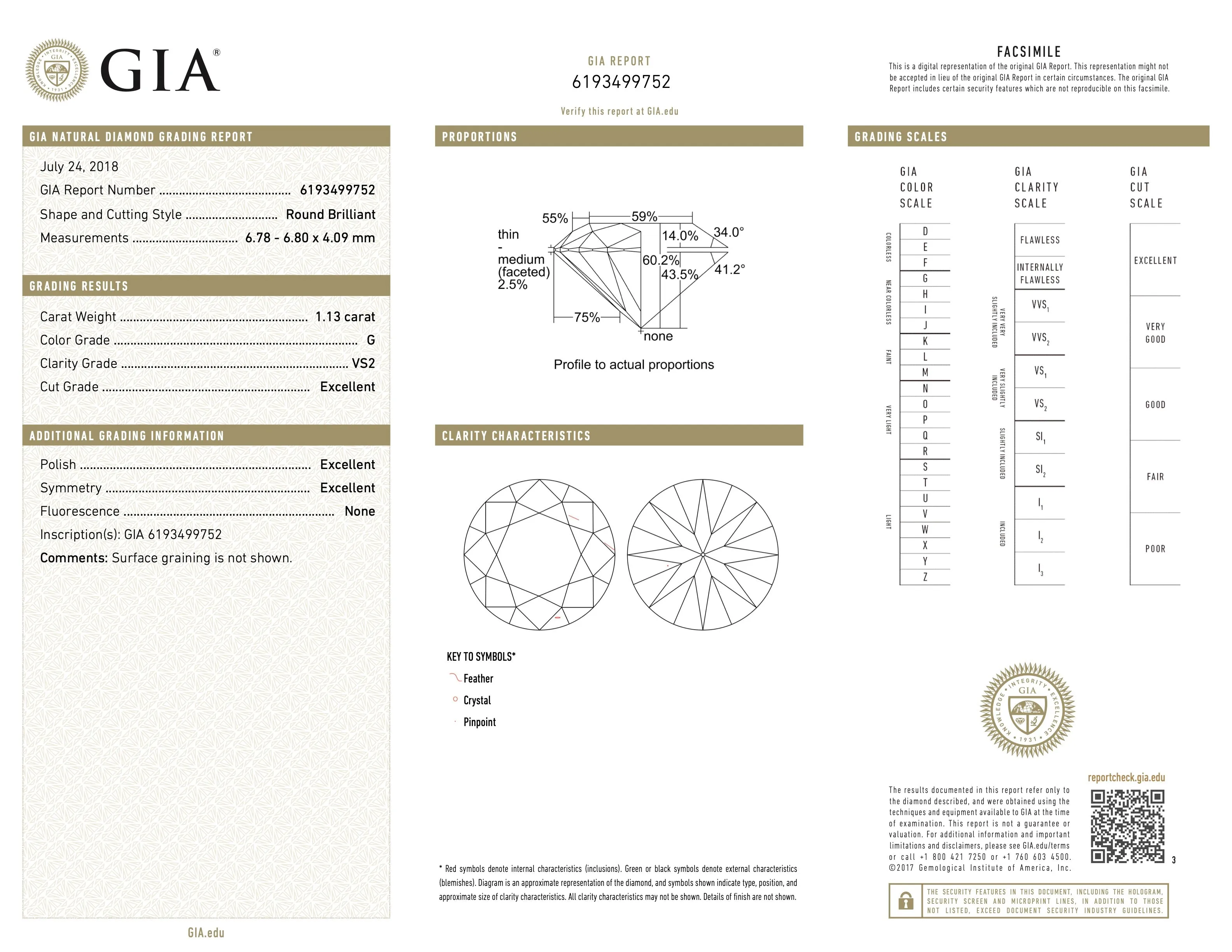 1.13 Carat G/VS2 Round Brilliant-cut Diamond, in a Platinum Band
