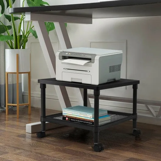 2-Tier Rolling Under-Desk  with Storage Shelf