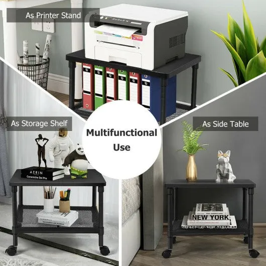 2-Tier Rolling Under-Desk  with Storage Shelf