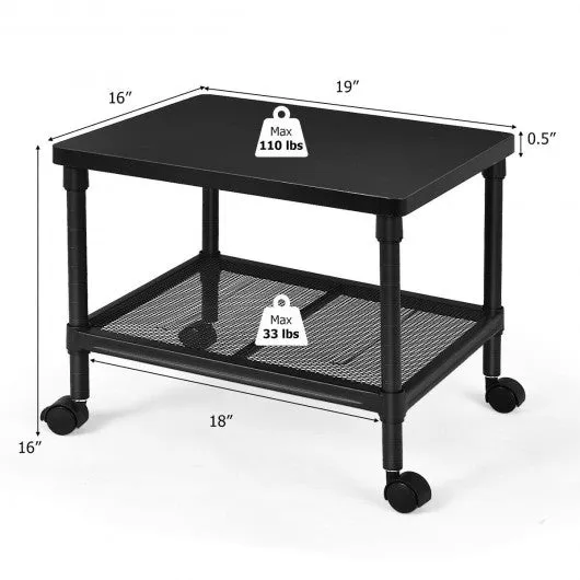 2-Tier Rolling Under-Desk  with Storage Shelf