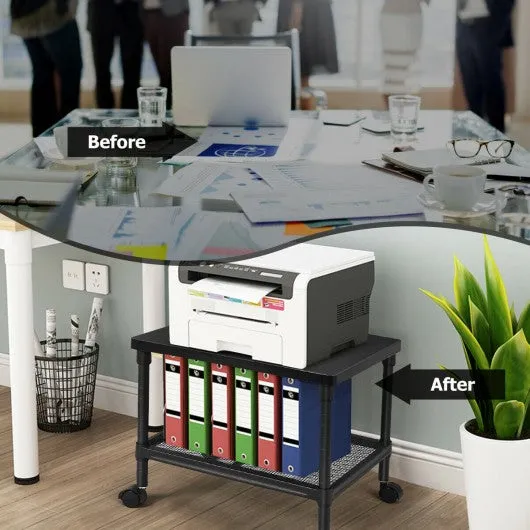 2-Tier Rolling Under-Desk  with Storage Shelf