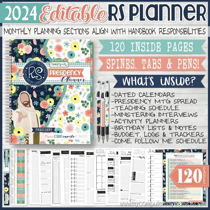2024 RELIEF SOCIETY Presidency Planner {EDITABLE} PRINTABLE