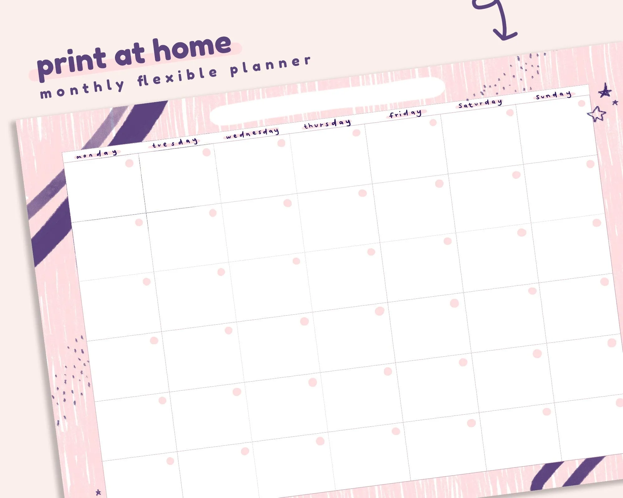 2025 Monthly Printable Wall Calendar & Planner | Flexible Pastel Pink & Navy Digital Download for Home or Office Organisation