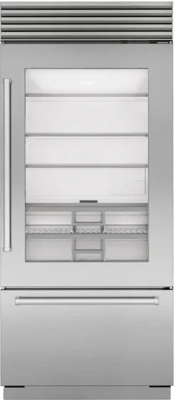 36" Classic Over-and-Under Refrigerator/Freezer with Glass Door