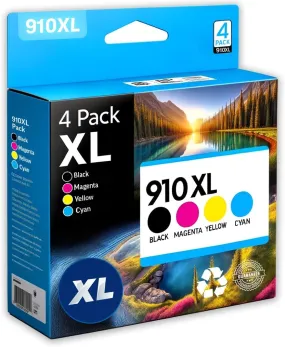 4-Pack HP 910XL Remanufactured High-Yield Ink Cartridge OfficeJet Pro 8015e 8020e 8022e 8025e 8028e 8034e 8035e