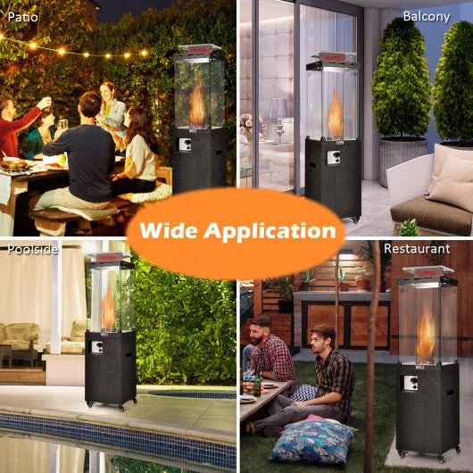 41 000 BTU Propane Patio Heater with Metal Hood-Black