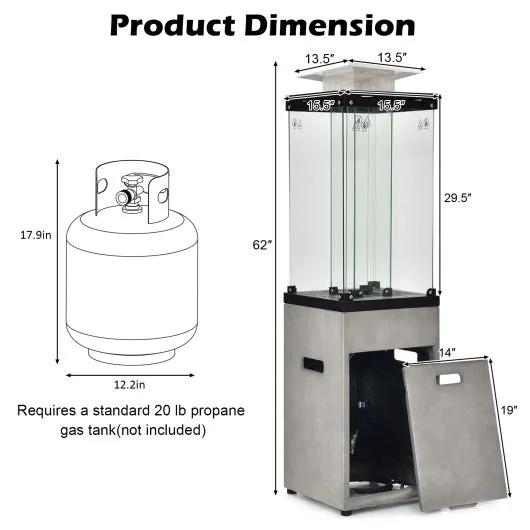 41 000 BTU Propane Patio Heater with Metal Hood-Gray