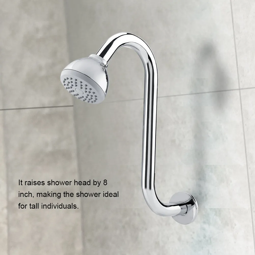 8inch S Shower Extension Arm High Rise S-Curved shower holder