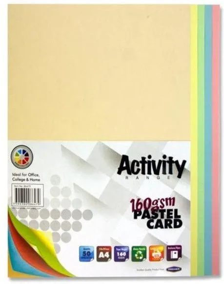 A4 160gsm Card 50 Sheets - Pastel