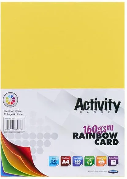A4 160gsm Card 50 Sheets - Rainbow