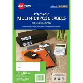 Avery 959046 L7163 Removable Multi-Purose Label Laser Inkjet 14Up White Pack 25