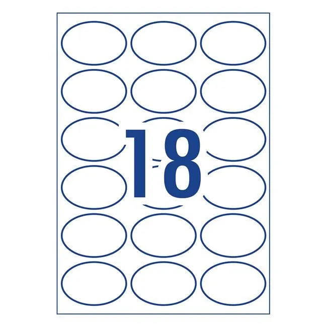 Avery Label L7101REV Oval White 18up 10 Sheets
