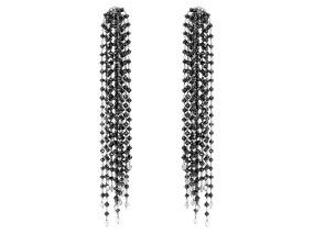 Black Diamond Fringe Earrings in 18K White Gold