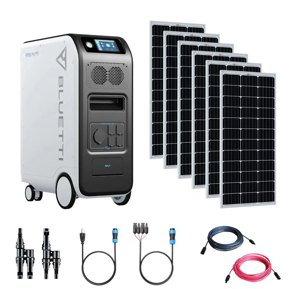 Bluetti EP500 PRO 5,100Wh/3,000W Portable Power Kit | 6 x 200 Watt 12V Rigid Mono Solar Panels | Complete Solar Kit