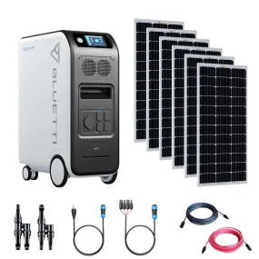 Bluetti EP500 PRO 5,100Wh/3,000W Portable Power Kit | 6 x 200 Watt 12V Rigid Mono Solar Panels | Complete Solar Kit