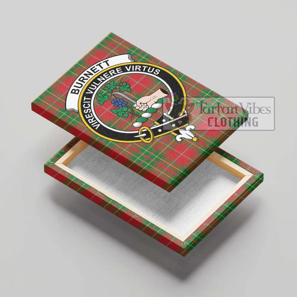 Burnett Tartan Canvas Print Wall Art with Family Crest