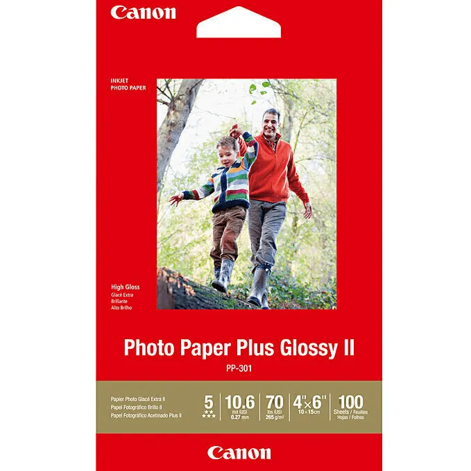 Canon PP301 Glossy Photo Paper Plus 265GSM 4x6" Inch Pack 100 Sheets White