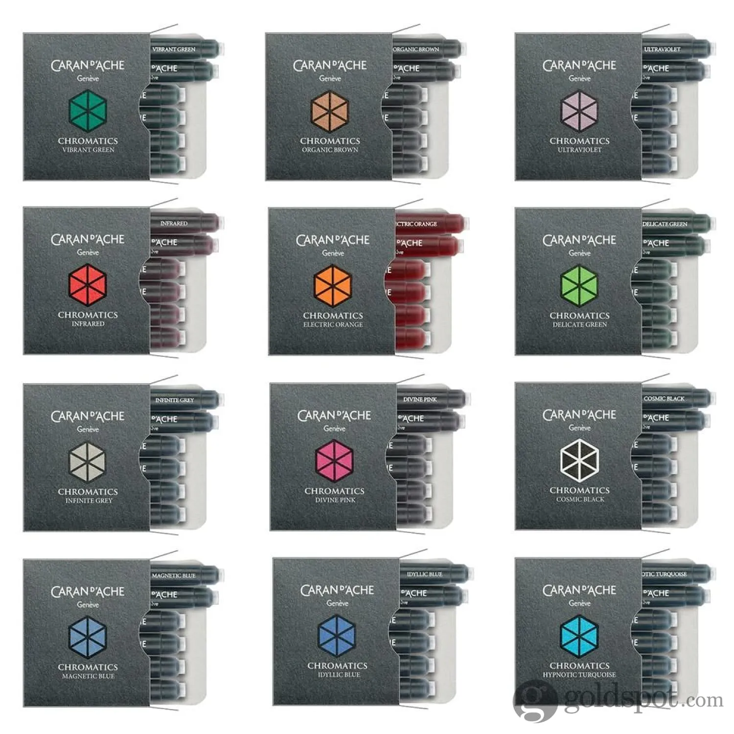 Caran d'Ache Chromatics Ink Cartridges in Divine Pink - Pack of 6