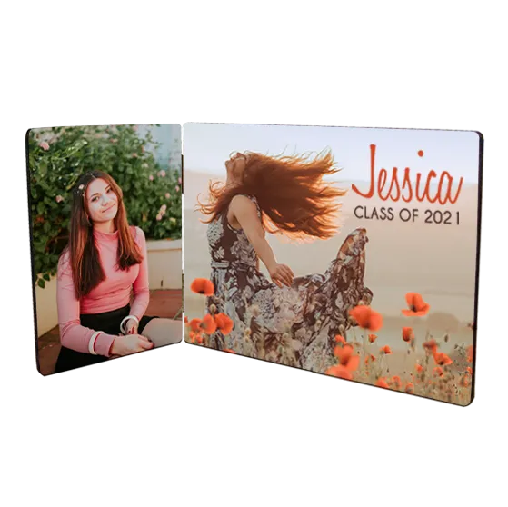 CHROMALUXE HINGED HARDBOARD DOUBLE PHOTO PANEL - 5" X 10.5"