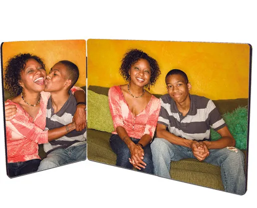 CHROMALUXE HINGED HARDBOARD DOUBLE PHOTO PANEL - 5" X 10.5"