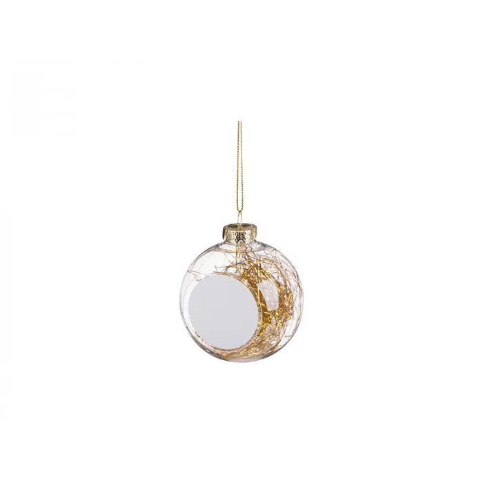 CLEAR 3" PLASTIC CHRISTMAS BALL ORNAMENT WITH STRING