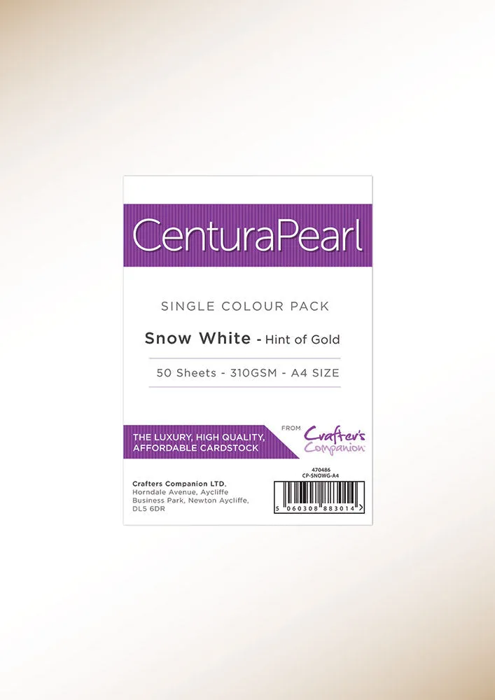 Crafter's Companion Centura Pearl Snow White Gold A4 Printable Card Pack - 50 Sheets