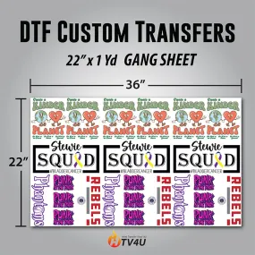 DTF (Direct to Film) Custom Transfers 22" x 1 Yd Roll - Bulk Pricing Available