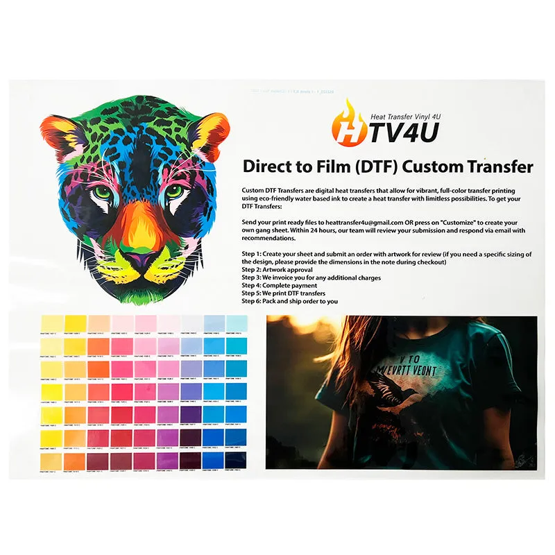 DTF (Direct to Film) Custom Transfers 22" x 1 Yd Roll - Bulk Pricing Available