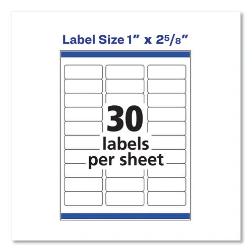 Easy Peel White Address Labels W/ Sure Feed Technology, Inkjet Printers, 1 X 2.63, White, 30/sheet, 100 Sheets/box