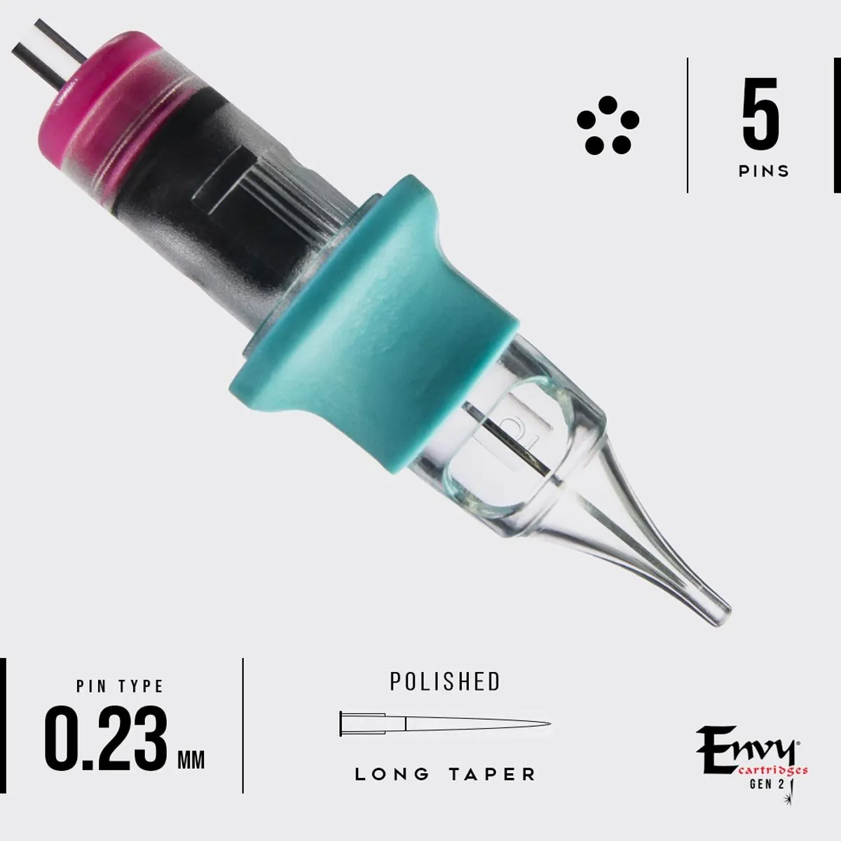 Envy Gen 2 - Nano PMU Round Liner Tattoo Cartridges (10pk)