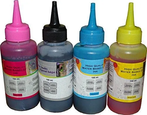 Flowjet Best Selling Photo Quality Refill Ink Bottle Kit with 4nos Free Syringe and needles For Refilling Of HP Deskjet & Canon Inkjet Printers For Accurate Printing.