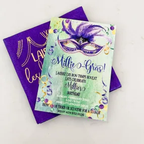 Full Color Printed Mardi Gras Party Invitations