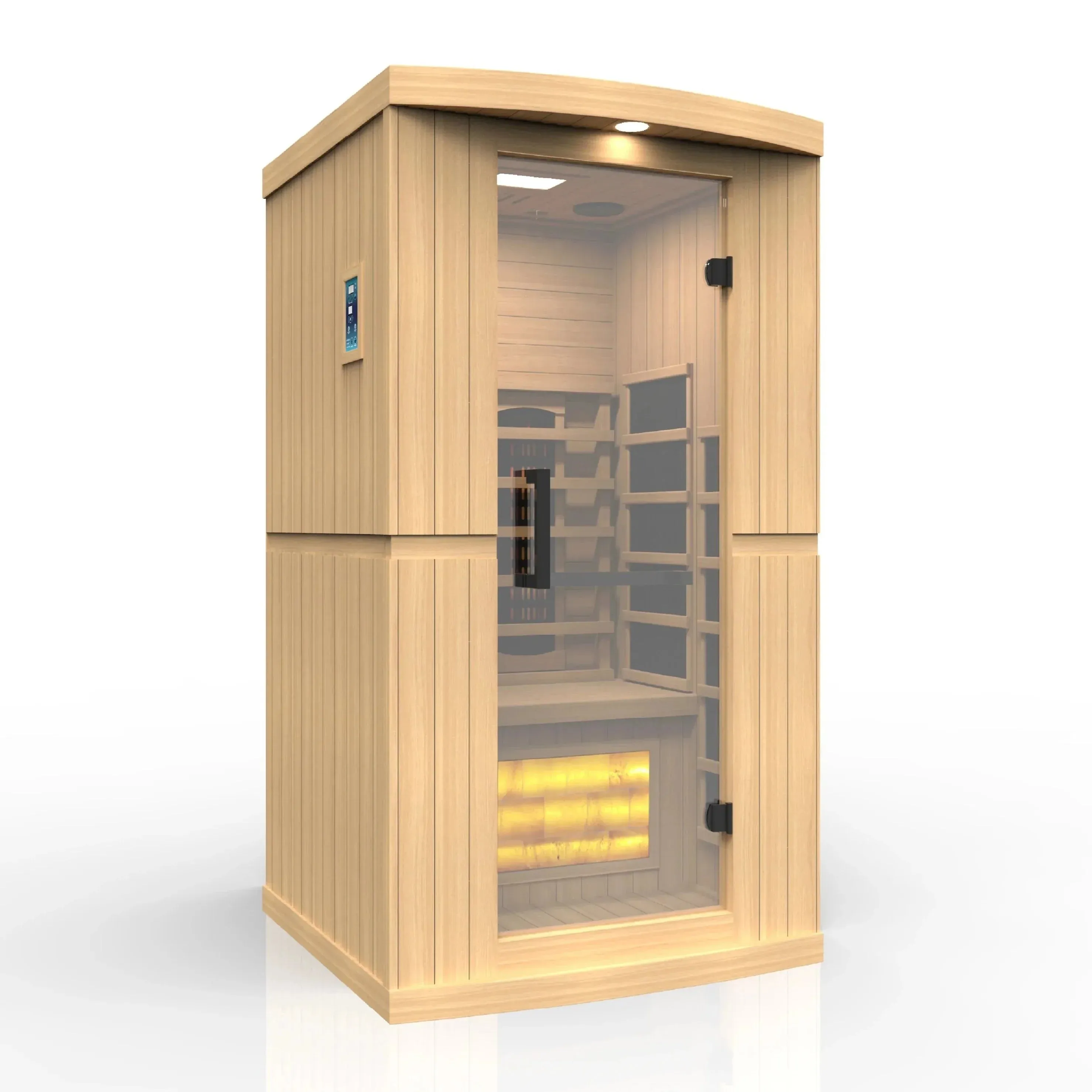 Golden Designs 1-2-Person Full Spectrum PureTech™ Near Zero EMF FAR Infrared Sauna with Himalayan Salt Bar (Canadian Hemlock) GDI-8010-02