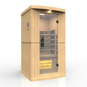 Golden Designs 1-2-Person Full Spectrum PureTech™ Near Zero EMF FAR Infrared Sauna with Himalayan Salt Bar (Canadian Hemlock) GDI-8010-02
