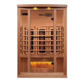 Golden Designs 2-Person Full Spectrum PureTech™ Near Zero EMF FAR Infrared Sauna with Himalayan Salt Bar (Canadian Hemlock) GDI-8020-02