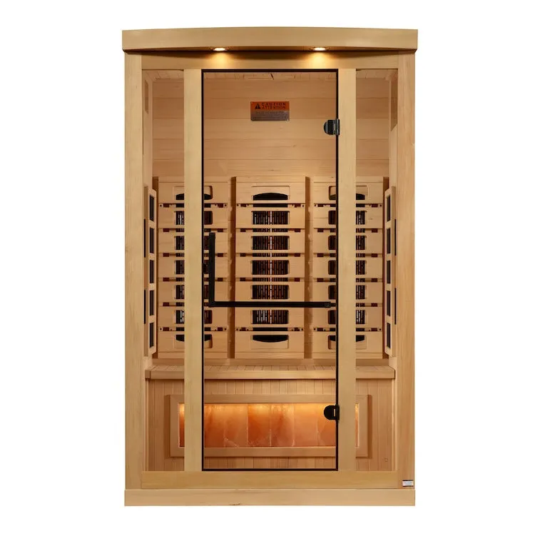 Golden Designs 2-Person Full Spectrum PureTech™ Near Zero EMF FAR Infrared Sauna with Himalayan Salt Bar (Canadian Hemlock)