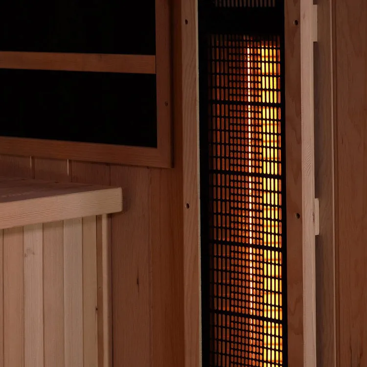 Golden Designs 2-Person Full Spectrum PureTech™ Near Zero EMF FAR Infrared Sauna with Himalayan Salt Bar (Canadian Hemlock)