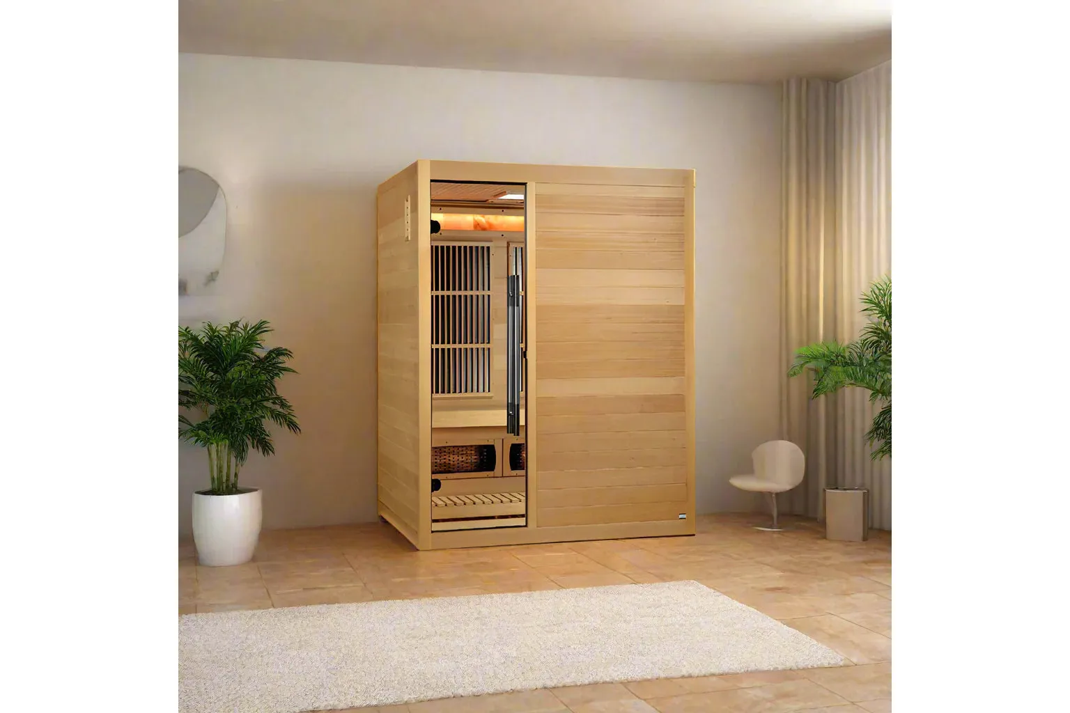 Golden Designs 2025 "Soria" 3-Person Hybrid Sauna (Indoor/Full Spectrum/Harvia Stove)