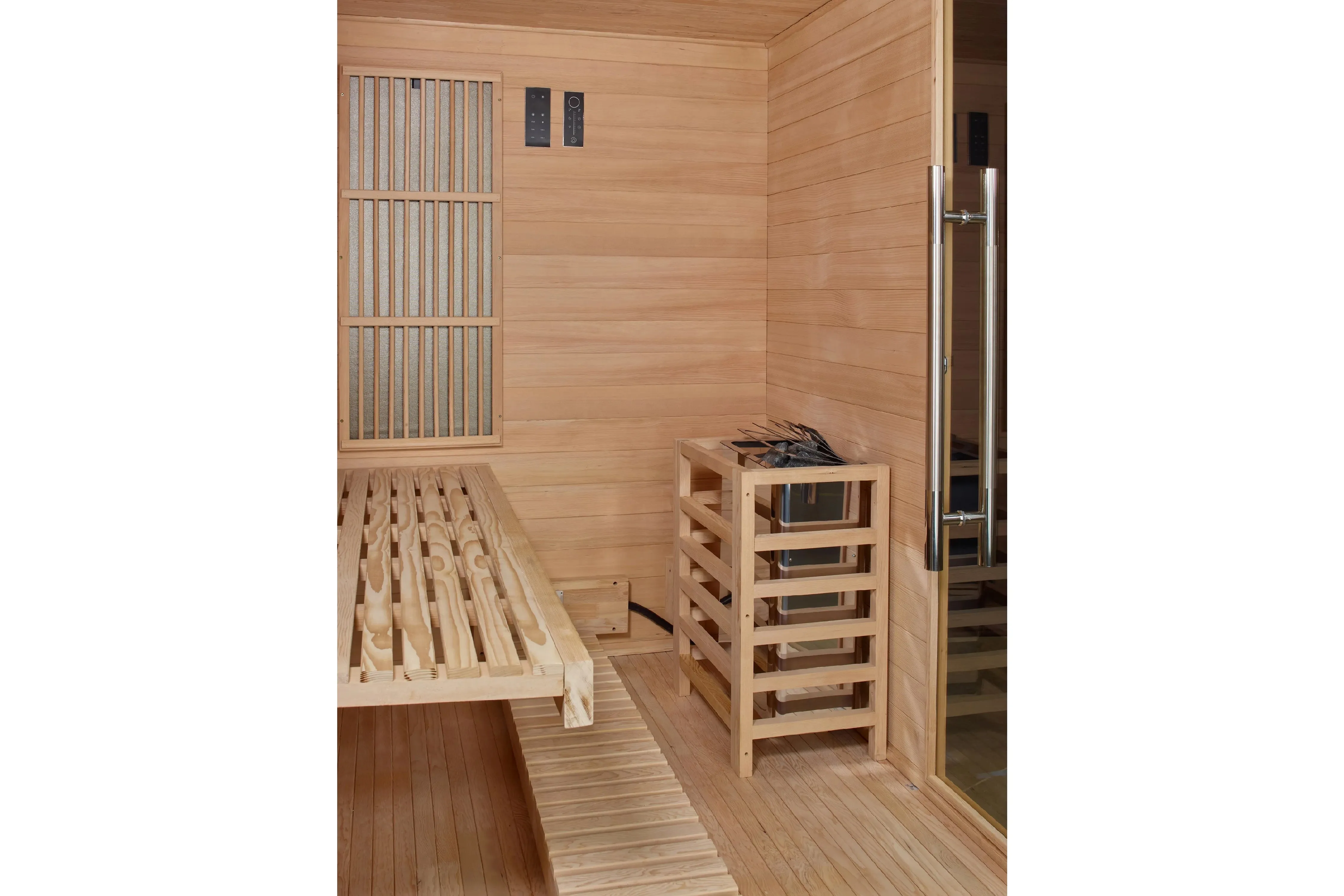 Golden Designs 2025 "Soria" 3-Person Hybrid Sauna (Indoor/Full Spectrum/Harvia Stove)