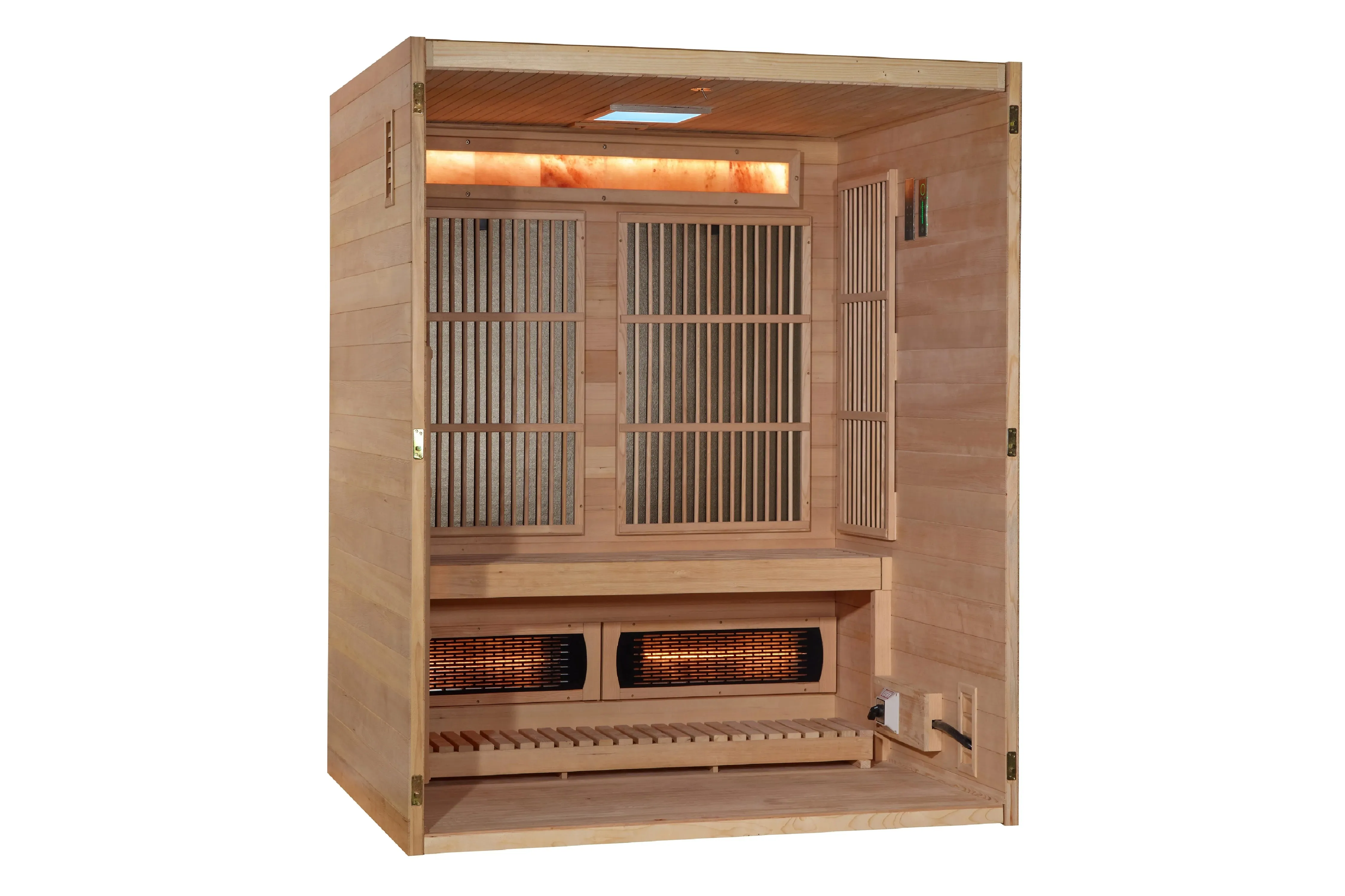 Golden Designs 2025 "Soria" 3-Person Hybrid Sauna (Indoor/Full Spectrum/Harvia Stove)