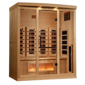 Golden Designs 2025 Reserve Edition 4-Person Full Spectrum PureTech™ Near Zero Infrared Sauna with Himalayan Salt Bar