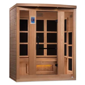 Golden Designs 3-Person "Hotel Edition" Full Spectrum PureTech™ Near Zero EMF FAR Infrared Sauna with Himalayan Salt Bar (Canadian Hemlock)