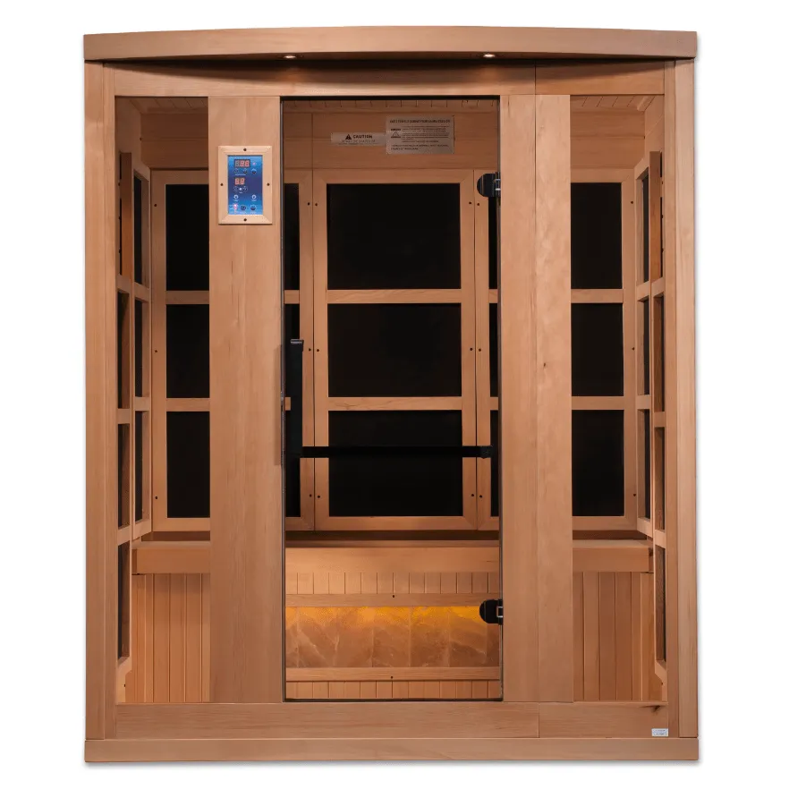 Golden Designs 3-Person "Hotel Edition" Full Spectrum PureTech™ Near Zero EMF FAR Infrared Sauna with Himalayan Salt Bar | GDI-8030-H3