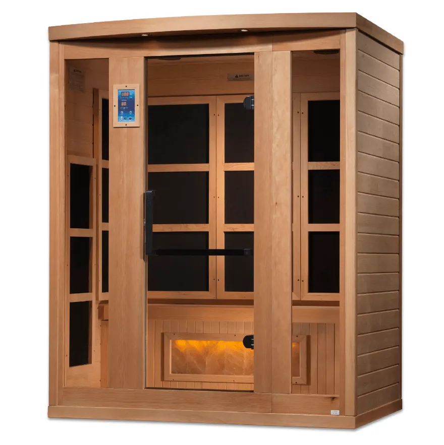 Golden Designs 3-Person "Hotel Edition" Full Spectrum PureTech™ Near Zero EMF FAR Infrared Sauna with Himalayan Salt Bar | GDI-8030-H3