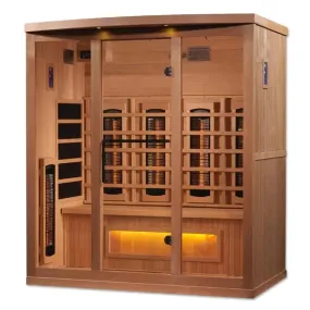 Golden Designs 4-Person Full Spectrum PureTech™ Near Zero EMF FAR Infrared Sauna with Himalayan Salt Bar (Canadian Hemlock) GDI-8040-02