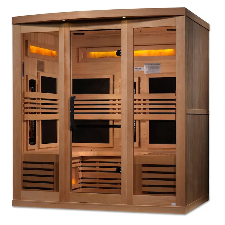 Golden Designs 6-Person Full Spectrum PureTech™ Near Zero EMF FAR Infrared Sauna with Himalayan Salt Bar (Canadian Hemlock)