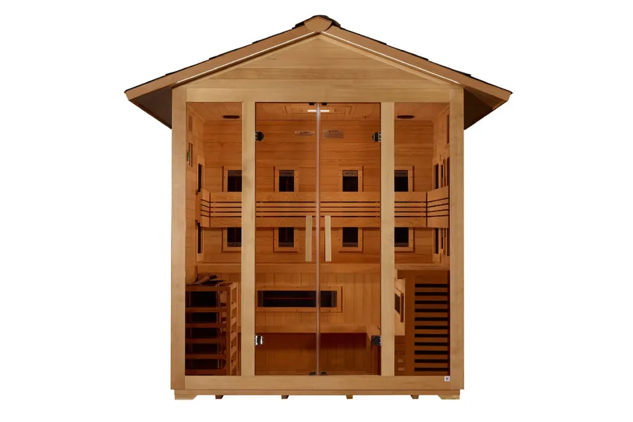 Golden Designs "Gargellen" 5 Person Hybrid (PureTech™ Full Spectrum IR Or Traditional Stove) Outdoor Sauna