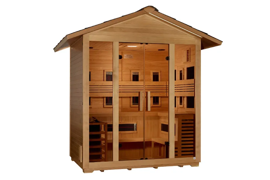 Golden Designs "Gargellen" 5 Person Hybrid (PureTech™ Full Spectrum IR Or Traditional Stove) Outdoor Sauna